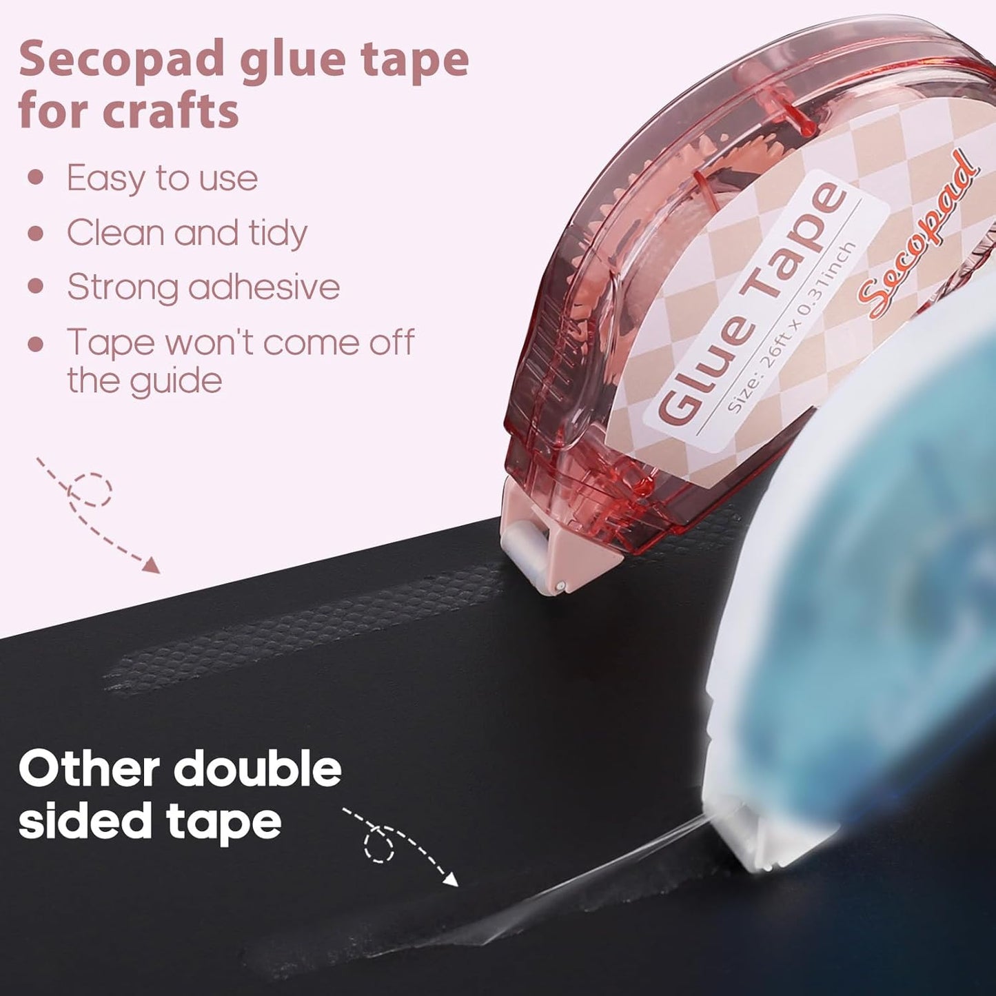 Secopad Scrapbook Tape, 4 Pack Double Sided Tape Roller for