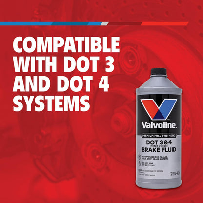 Valvoline DOT 3 & 4 Synthetic Brake Fluid with High Boiling Point, Corrosion Protection, Vapor Lock Resistance, Compatible with