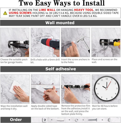 AceMining 5 Racks and 4 Hooks Mop and Broom Holder Wall