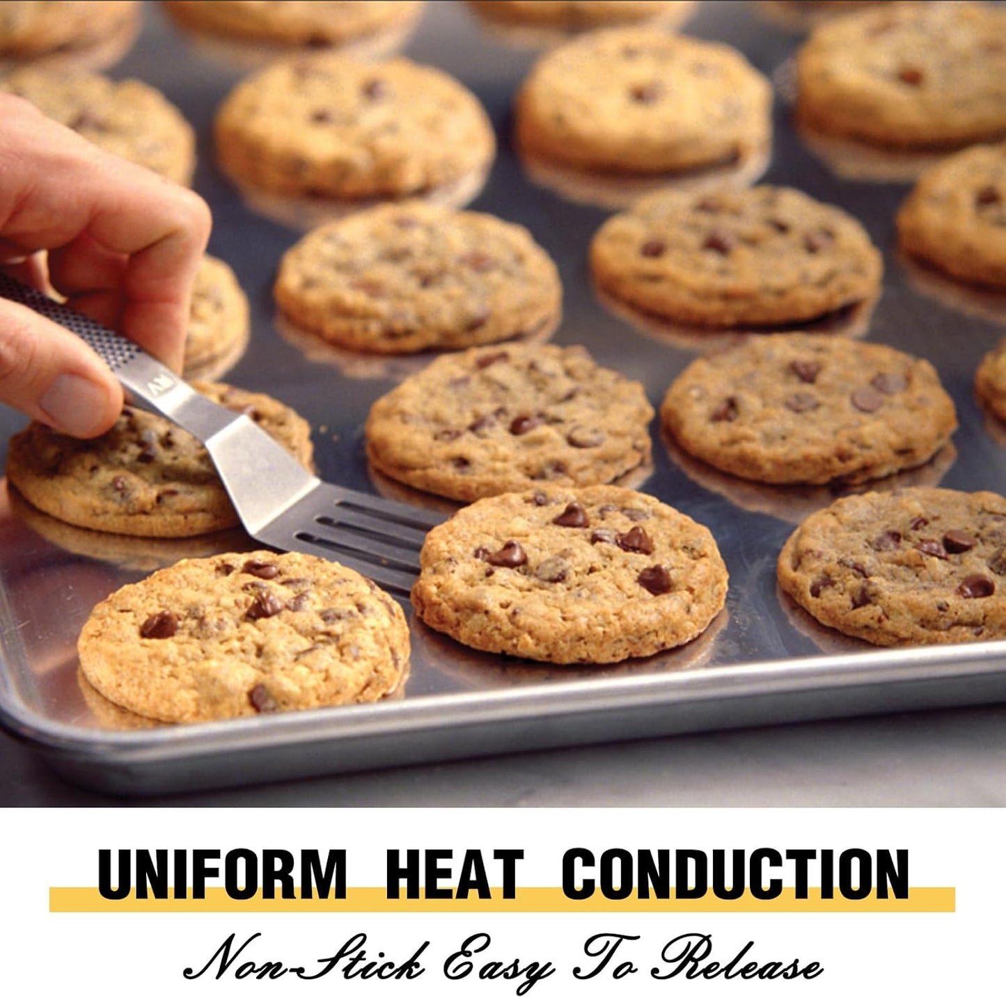 Commercial Quality Baking Sheet Pan Set, Natural Aluminum Cookie Sheet, Umite Chef Warp Resistant Baker's Half Sheet