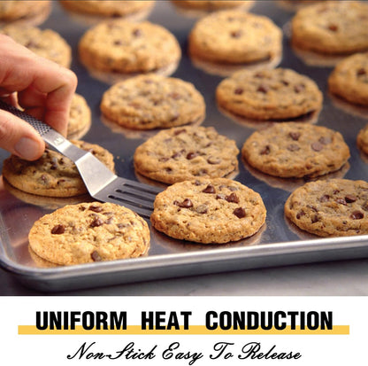 Commercial Quality Baking Sheet Pan Set, Natural Aluminum Cookie Sheet, Umite Chef Warp Resistant Baker's Half Sheet