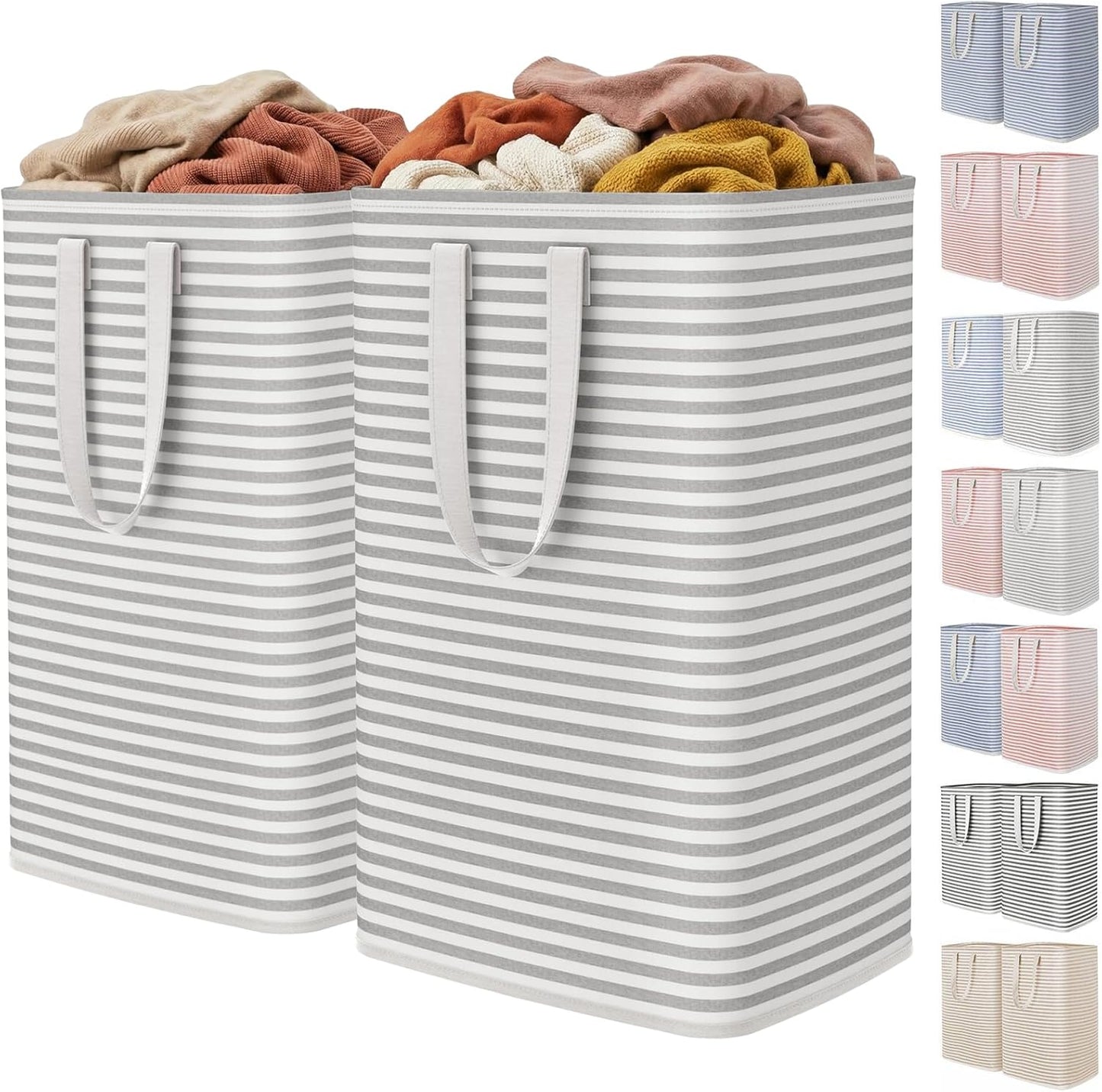 Lifewit 2 Pack Laundry Basket 80L Each, Collapsible Clothes Hamper with Reinforced