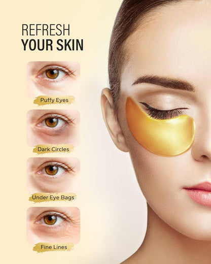 Maskiss 24k Gold Under Eye Patches (50 Pairs), eye mask, Collagen Skin Care Products, Eye Patches for Puffy
