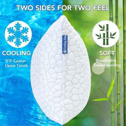 QUTOOL Cooling Pillow for Sleeping, CertiPUR-US Shredded Memory Foam Queen Pillows Set of
