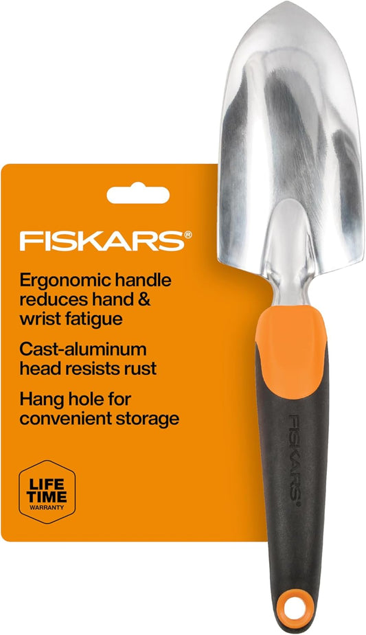Fiskars Trowel, Heavy Duty Gardening Hand Tool with Hang Hole, For Digging and Planting, Rust Resistant Cast