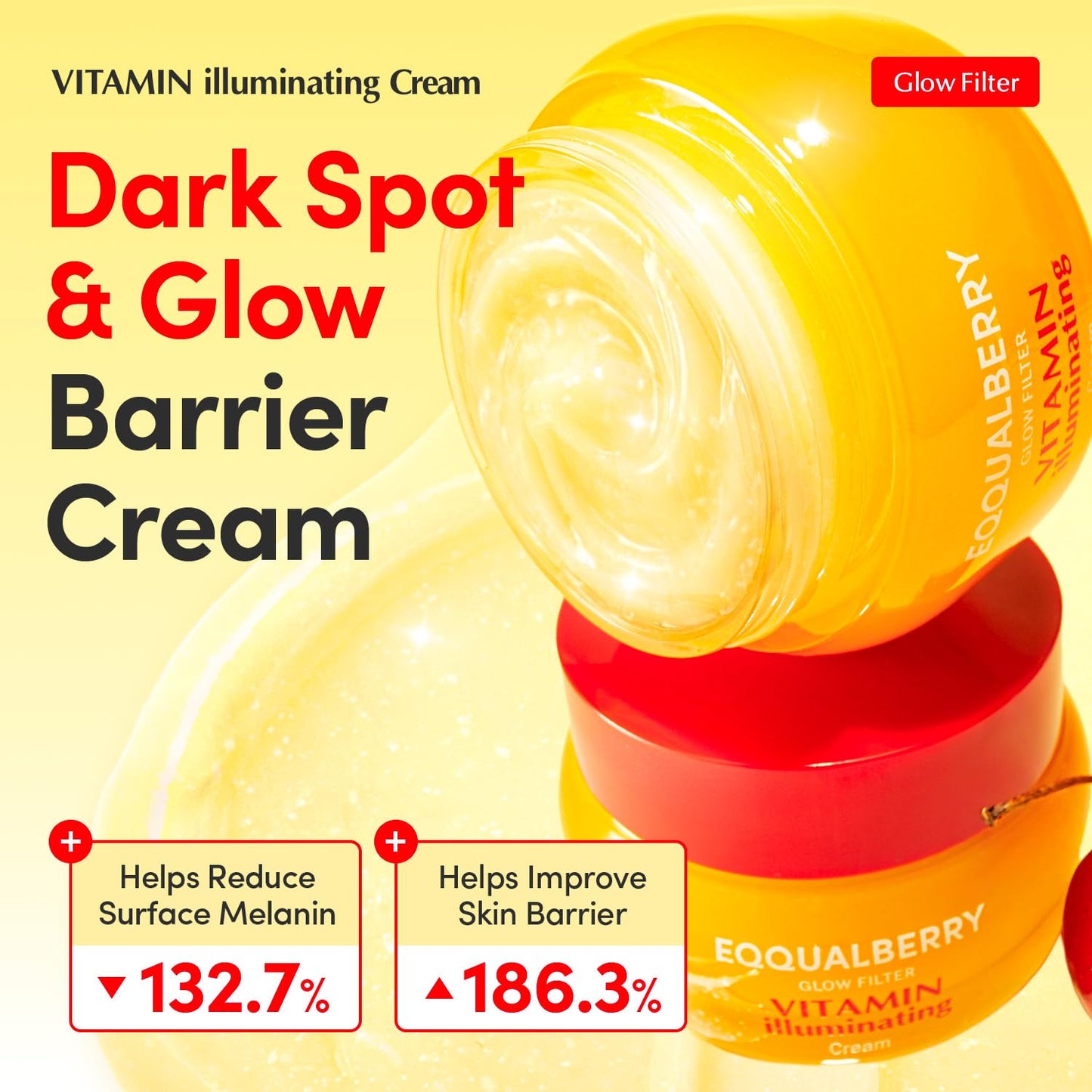 EQQUALBERRY Vitamin Illuminating Cream Vitamin C & 5% Niacinamide + 3% TXA, Dark spots Cream, Ceramide Barrier Strength