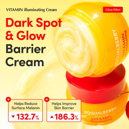 EQQUALBERRY Vitamin Illuminating Cream Vitamin C & 5% Niacinamide + 3% TXA, Dark spots Cream, Ceramide Barrier Strength