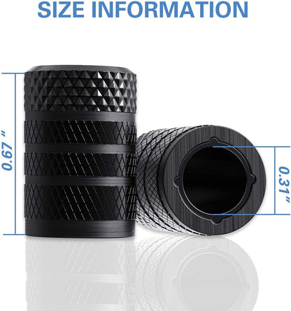 CKAuto Tire Valve Stem Caps, Black, 4 pcs/Pack, Anodized Aluminum Tire Valve Cap Set, Corrosion