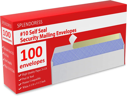 Envelopes Letter Size Self Seal, 100 Business Mailing Security Peel and Sealing Envelope, 100%