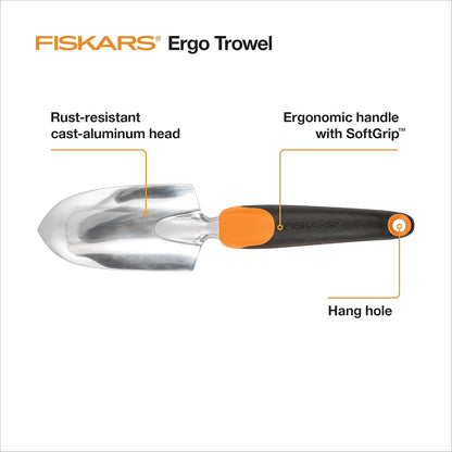 Fiskars Trowel, Heavy Duty Gardening Hand Tool with Hang Hole, For Digging and Planting, Rust Resistant Cast