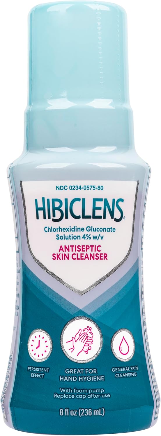 Hibiclens Antimicrobial and Antiseptic Soap and Skin Cleanser 8 oz with Foaming Pump for Home and Hospital 4% CHG