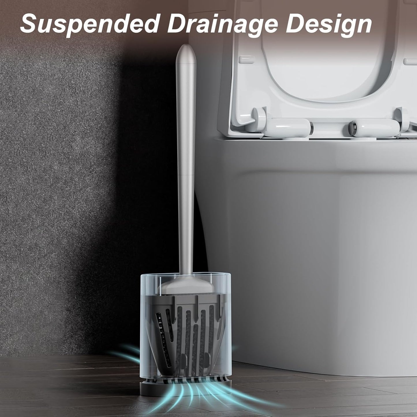 Sellemer Toilet Brush and Holder Set - Flexible Toilet Bowl Brush Head with Silicone Bristles, Compact Size for Storage and