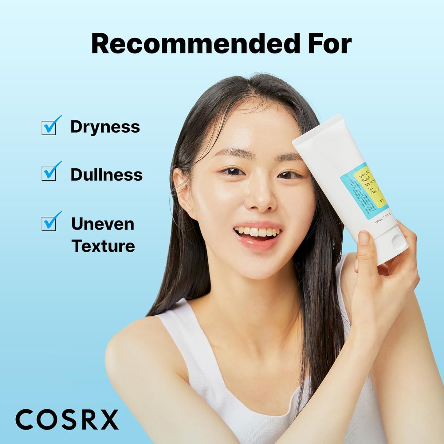 COSRX Low pH Good Morning Gel Face Cleanser, 5.07 fl oz, BHA Face Wash, Daily Mild Face Cleanser for Sensitive Skin, PH Balancing, Korean Skin