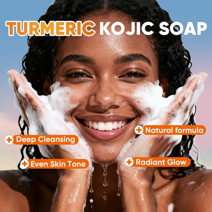 5 Pack Turmeric Kojic Acid Soap Bars(80g) - Infused with Retinol, Hydrolyzed Collagen, Vitamin E & Shea Butter, Gentle Care for