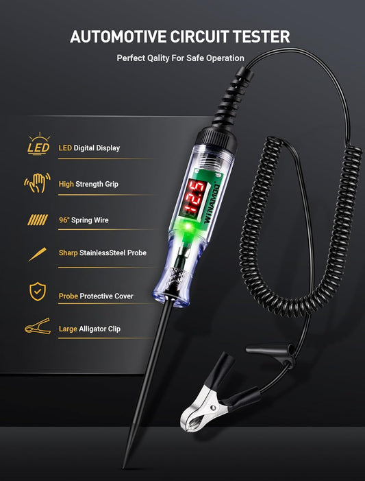 WINAMOO Automotive Test Light with 3-48V LED Digital Voltage Display, Auto Circuit Tester with Voltmeter & Dual Color Polarity