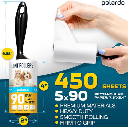 Lint Rollers for Pet Hair, White, Sticky Remover for Couch, Clothes, Furniture and Carpet, Dog and Cat Fur Remover, Animal