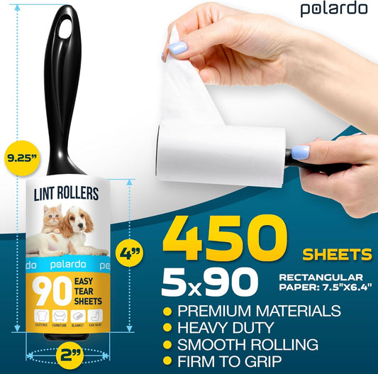 Lint Rollers for Pet Hair, White, Sticky Remover for Couch, Clothes, Furniture and Carpet, Dog and Cat Fur Remover, Animal