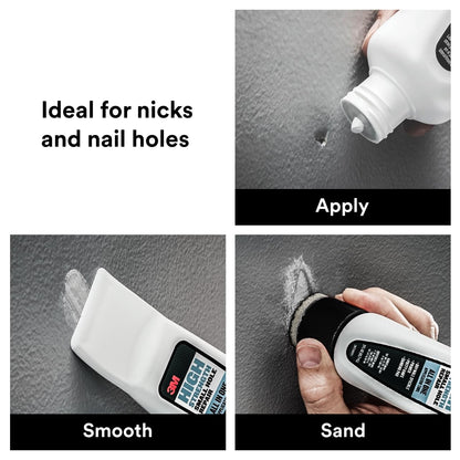 3M Small Hole Repair High Strength, All in One Applicator Tool, 1-Pack, Quick and Easy Repair for Nicks and Nail Holes, Includes Putty Knife