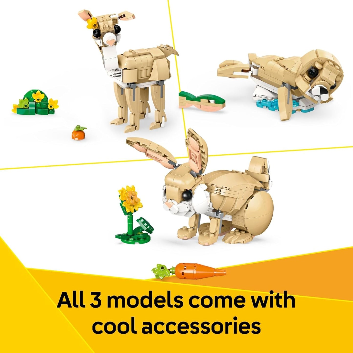 LEGO Creator 3 in 1 Cute Bunny Toy - Building Toy Set with 3 Build Options, Bunny, Seal, or Llama - Animal Figures for Kids, Girls and