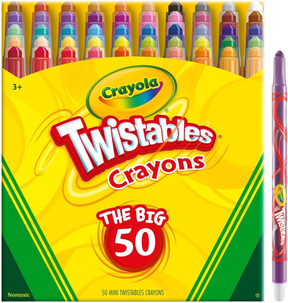 Crayola Mini Twistables Crayons for Kids (50ct), Essential Easter Basket Stuffers, No Peel Crayons for Coloring Books, Gift for Toddlers &