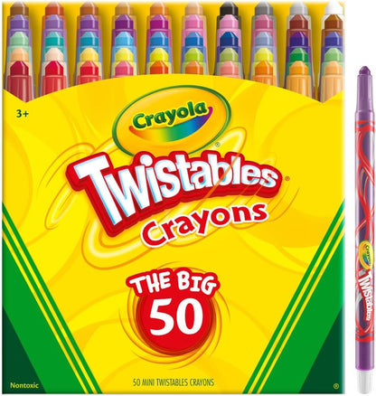 Crayola Mini Twistables Crayons for Kids (50ct), Essential Easter Basket Stuffers, No Peel Crayons for Coloring Books, Gift for Toddlers &
