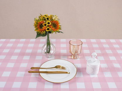 Kesfey 3 Packs Pink Gingham Tablecloth Pink and White Checkered Tablecloths 54 x 108 Inches Disposable Plastic Gingham Tablecovers Waterproof