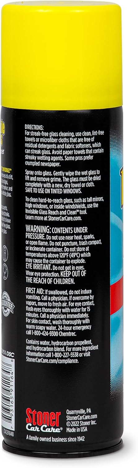 Invisible Glass 91164-2PK Premium Aerosol Glass Cleaner Spray for Car Windshields and Windows, Automotive and Home Window Cleaner