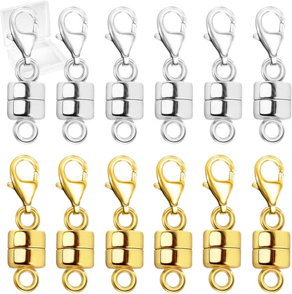MKCYD Magnetic Necklace Clasp with Lobster Clasp,14K Gold and Silver Magnetic Jewelry Clasps for Necklace Extender Bracelet Closures