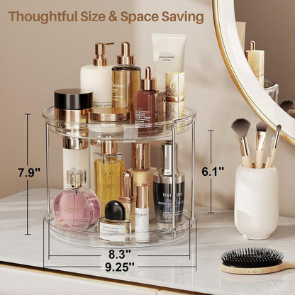 LAMU 2 Tier Lazy Susan Turntable Organizer 9.25'' Rotating Spice Rack Organization for Cabinet, Kitchen, Pantry, Countertop, Bathroom