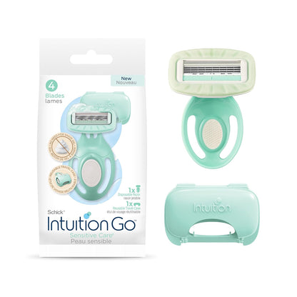 Schick Intuition Go Disposable Razor for Sensitive Skin, 1ct, Razors Sensitive Skin, Womens Disposable Razors with Organic Aloe, Travel