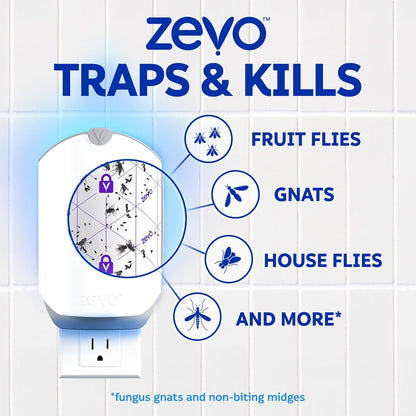 Zevo Flying Insect Trap Official Refill Cartridges - Fits Both Zevo Trap & MAX Indoor Fly Trap - Authentic Trap+Lock Technology to Catch