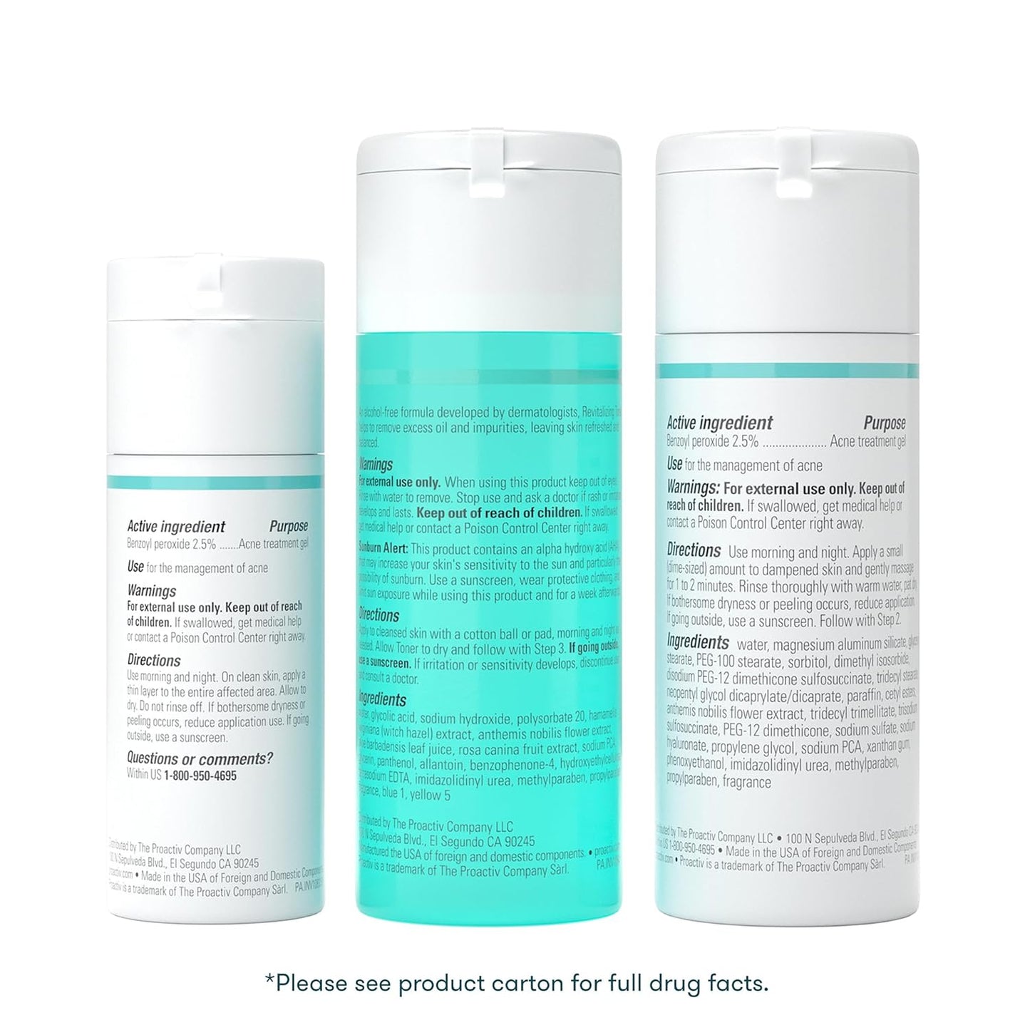 Proactiv 3 Step Acne Treatment - Benzoyl Peroxide Face Wash, Repairing Acne Spot Treatment for Face and