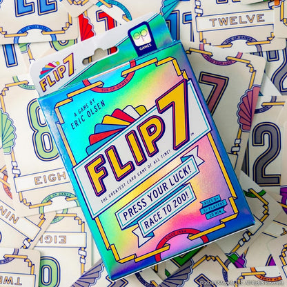 USAOPOLY Flip 7, The Ultimate Blend of Press Your Luck & Strategy, Fast-Paced Addictive Card Game,Quick to Learn & Easy to