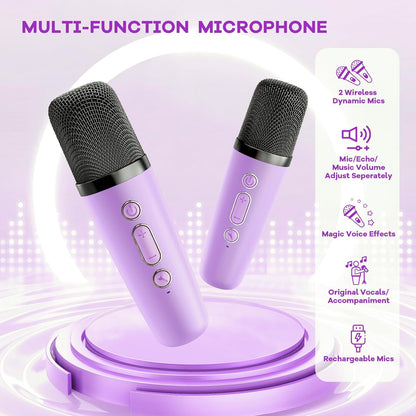 YLL Karaoke Machine for Kids, Portable Mini Speaker with 2 Wireless Microphones, TOP Kids Gifts for Girls Ages 3, 4, 5, 6, 7, 8, 9, 10+ Years