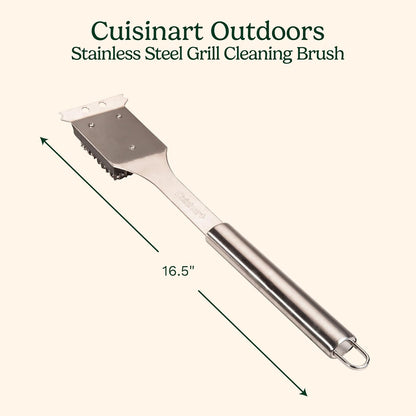 Cuisinart Stainless Steel 16.5" Long Handle Grill Cleaner Brush and Scraper for BBQ, Griddle, Grills, Cookout