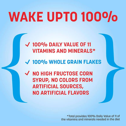 Total Breakfast Cereal, 100% Daily Value of 11 Vitamins and Minerals, Whole Grain Cereal, 16 oz
