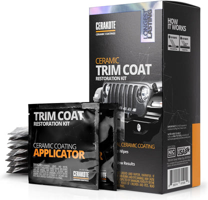 CERAKOTE Ceramic Trim Coat Kit - Quick Plastic Trim Restorer - Ceramic Coating Guaranteed Restoration to Last Over 200 Washes A Ceramic