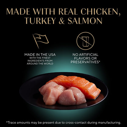 Sheba Perfect Portions Wet Cat Food Cuts in Gravy, Cat Food Wet Recipe, Roasted Chicken Entree, with Sustainable Salmon, Tender Turkey