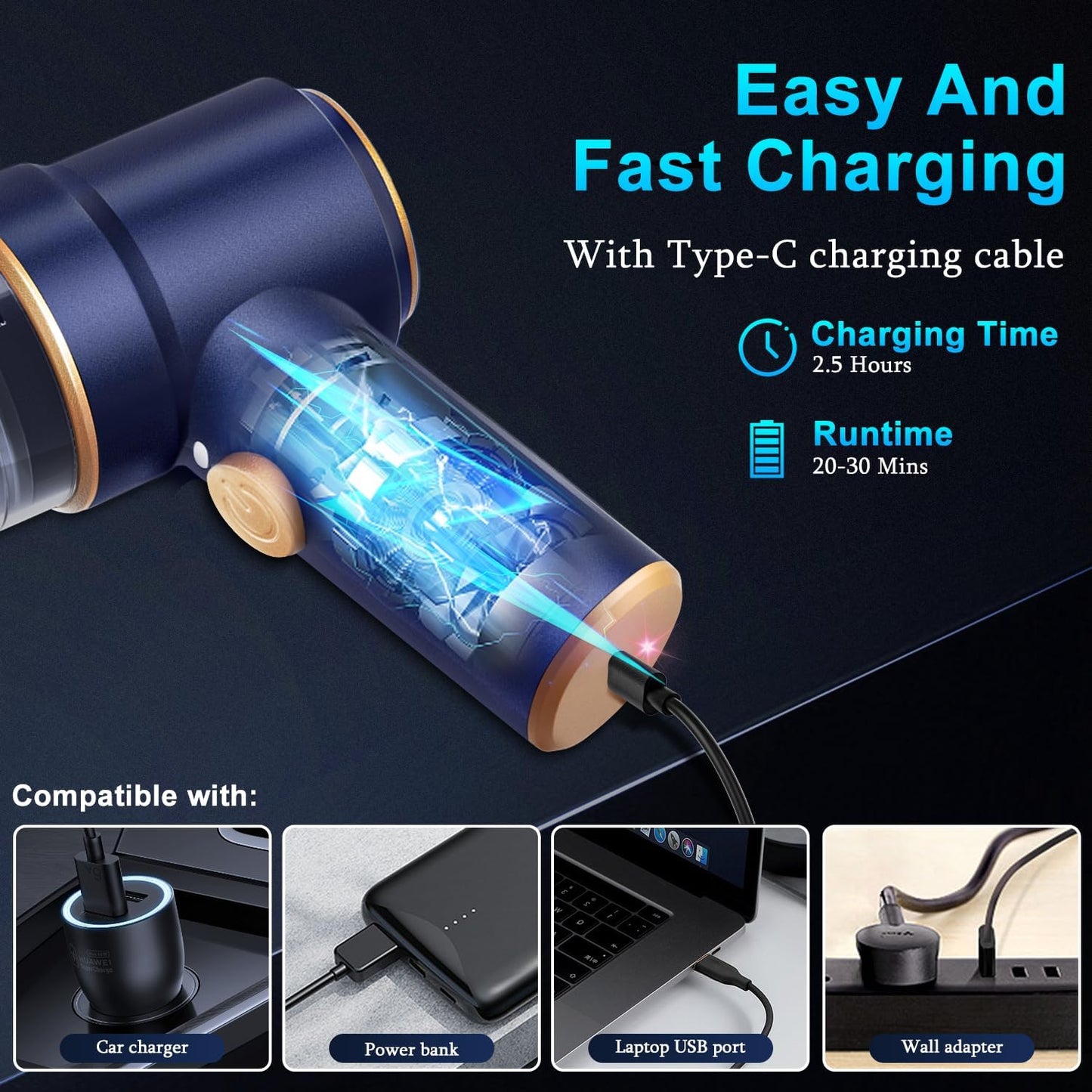 KMM Handheld Car Vacuum Cleaner, 9000Pa Vacuum Cleaner and Air Duster, 120W High Power Hand Held Vacuum with LED Light and Multi-Nozzles for