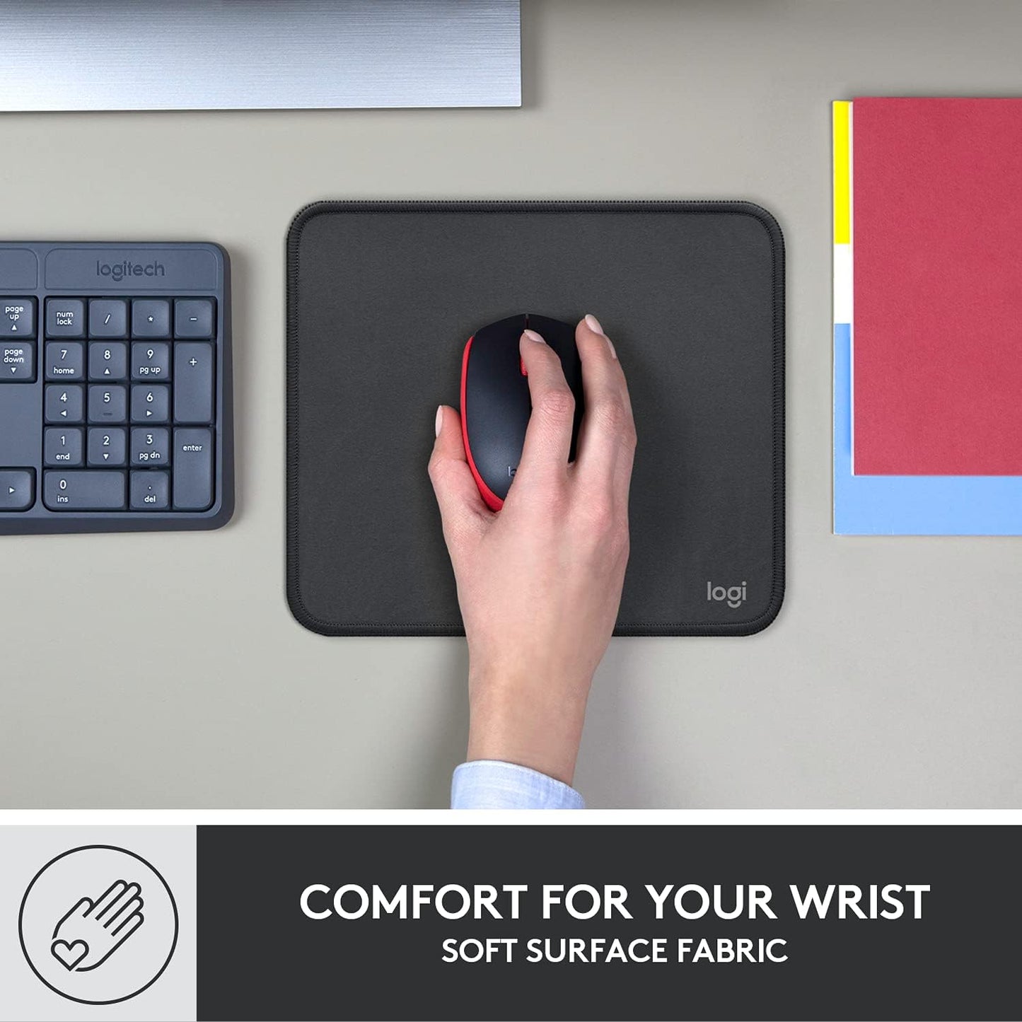 Logitech Mouse Pad - Studio Series, Computer Mouse Mat with Anti-Slip Rubber Base, Easy Gliding, Spill-Resistant Surface, Durable Materials