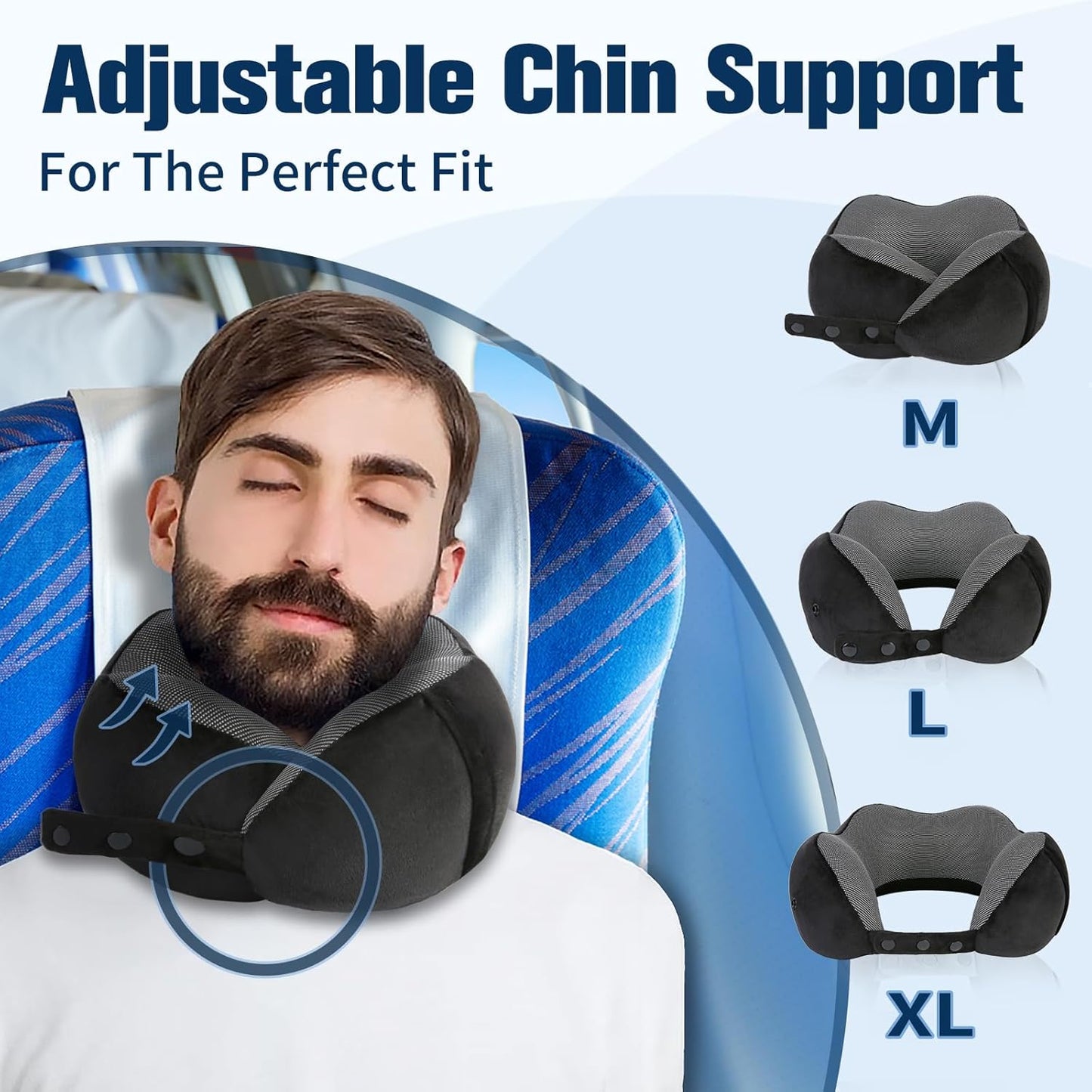 Cirorld Neck Pillow for Traveling, Travel Pillows for Airplanes,100% Pure Memory Foam Travel Neck Pillow, Adjustable Flight