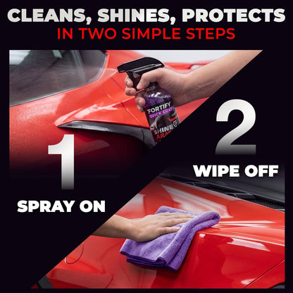 Car Wax Spray and Ceramic Coating for Cars - 3 in 1 Waterless Car Wash and Detailing - Quick Effect Coating Agent for Car - High Gloss Top