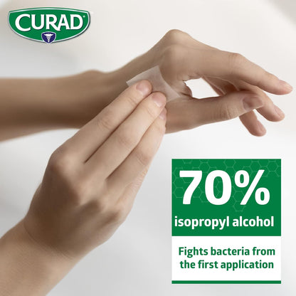 CURAD Alcohol Prep Pads (Pack of 4 Boxes), 400 Pieces of Medium Isopropyl Alcohol Wipes Individually