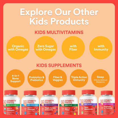 SmartyPants Kids Multivitamin Gummies with Omega 3 DHA/EPA, Vitamins D3, C, B12, B6, A, K, and Zinc, Gluten Free, Clean Label, Three Fruit