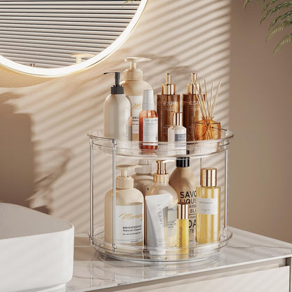 LAMU 2 Tier Lazy Susan Turntable Organizer 9.25'' Rotating Spice Rack Organization for Cabinet, Kitchen, Pantry, Countertop, Bathroom