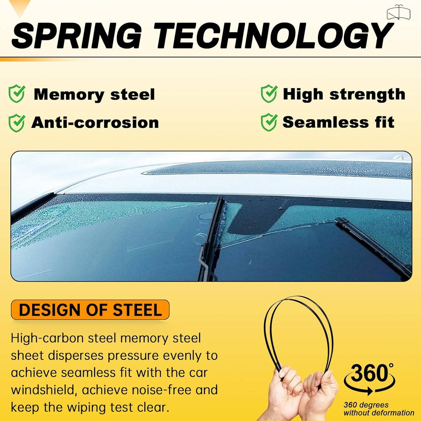 AUTOBOO 26" and 16" Windshield Wipers Blades (Pack Of 2),Premium Quality Premium All-Seasons Wiper blades,Stable and Quiet Armor wiper blades