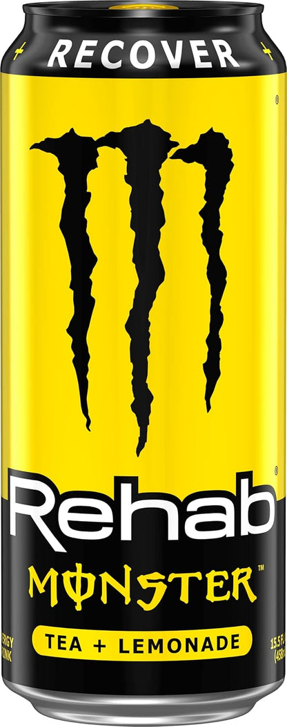Monster Rehab Tea + Lemonade + Energy, Energy Drink 15.5 Ounce, Energy Iced Tea5