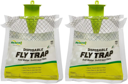 RESCUE! Outdoor Disposable Fly Trap Hanging Fly Catcher with Attractant Bait, Fly Bag for Patio