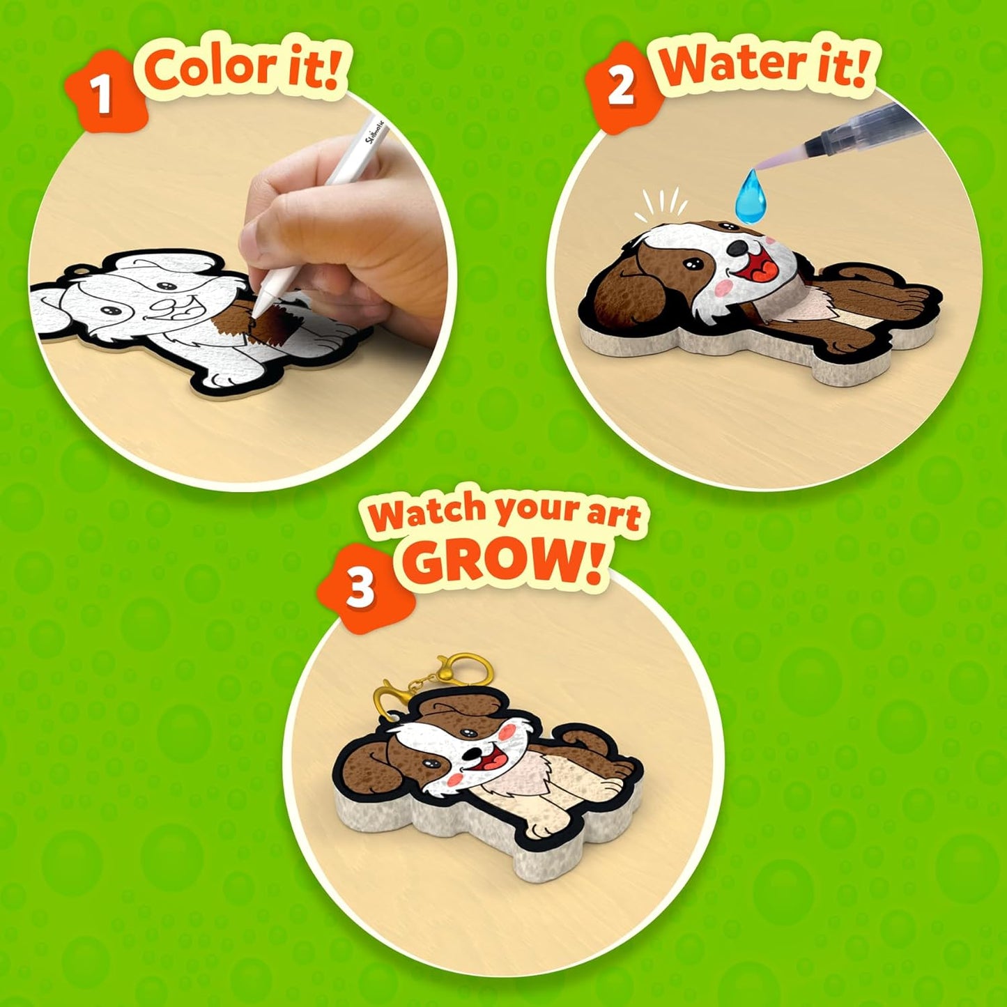 Skillmatics Aqua Puffs - 3D Art Kit, Animals, Mess-Free Paint by Number Craft for Kids, DIY Color & Inflate