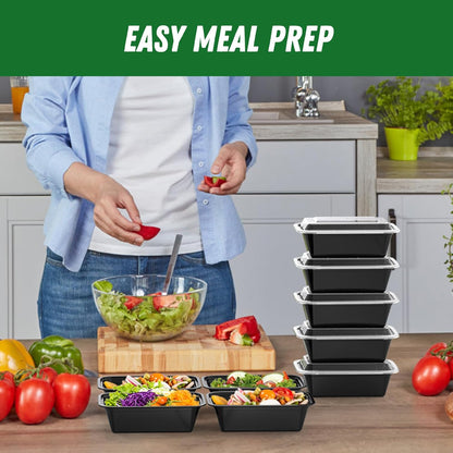 Dealusy 50 Pack (100-Piece) 24 oz Meal Prep Containers Reusable with Lids, Sturdy Leakproof & Food Safe, Microwave